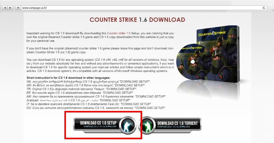 download counter strike 16 non steam